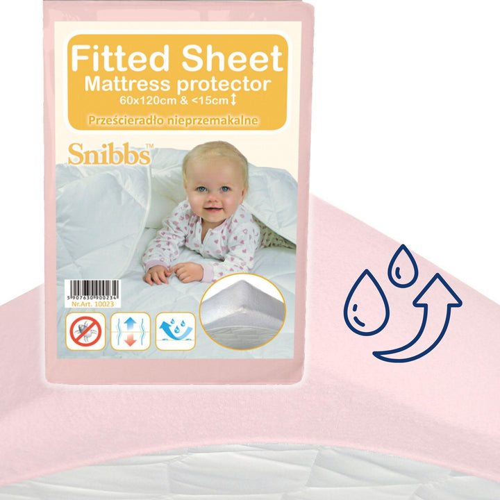 Snibbs wasserdichtes Spannbetttuch mit Eckgurten, wasserdichte Matratzenauflage fürs Babybett, Matra