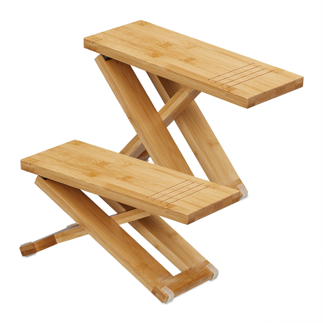 Relaxdays Toilettenhocker, 2-teilig, Stuhlgang Unterstützung, WC Hocker Erwachsene, Bambus, HxBxT 23