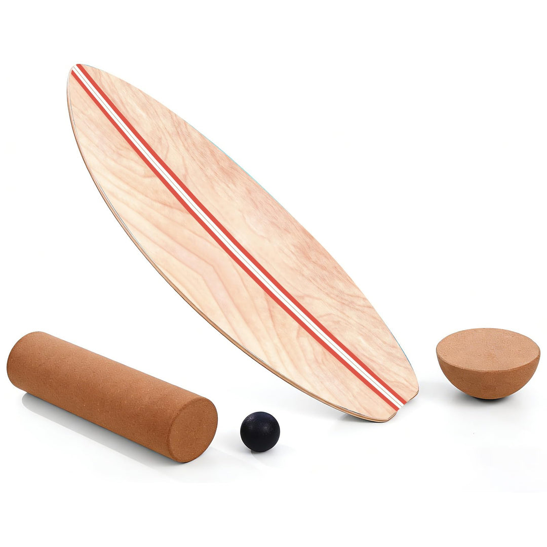 Balance Board, Holz Balance Board Erwachsene Gleichgewichtstrainer Mit Korkrolle, Kork Halbkugel und