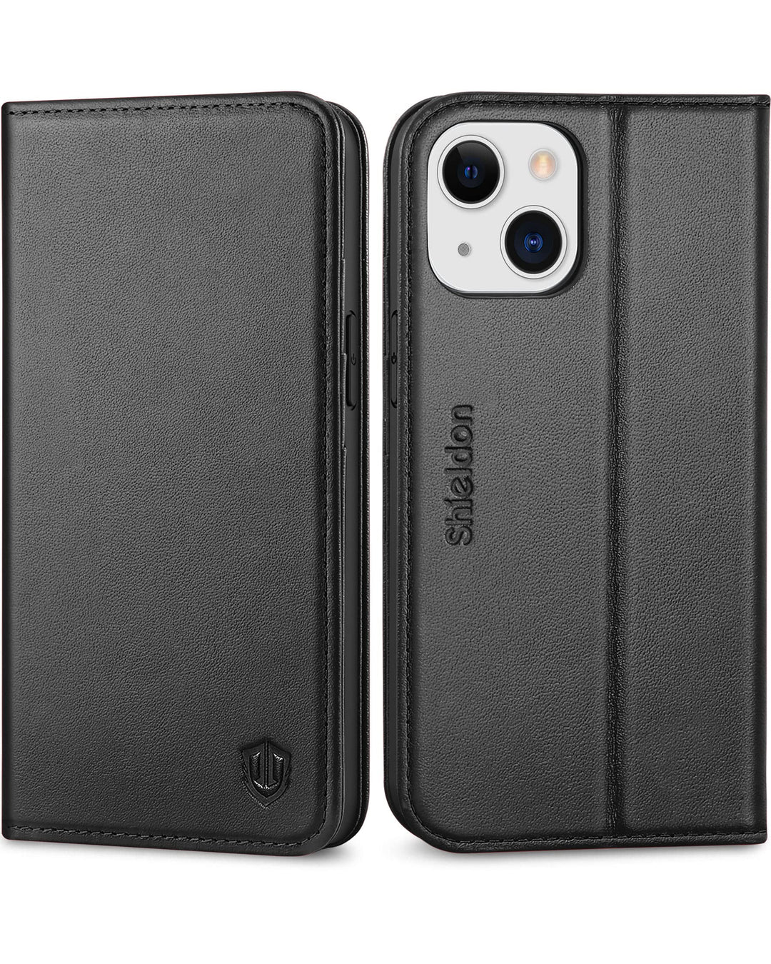 SHIELDON Hülle für iPhone 13 Mini Handyhülle [Erstklassiges Echtleder] [Schützt vor Stoss] [Kartenfa