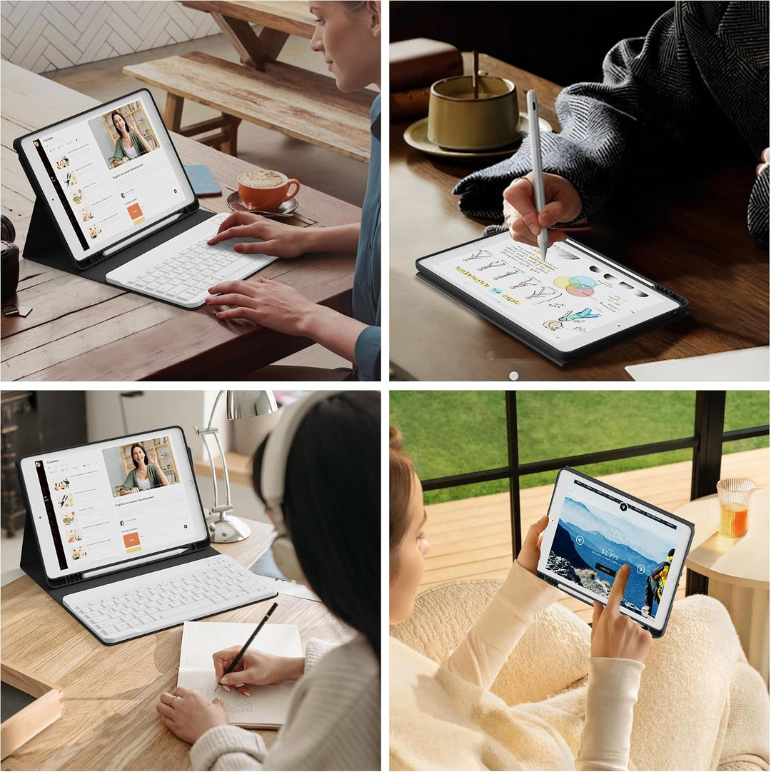 Tastatur Hülle für iPad 9. 8. 7. Generation 2021/2020/2019 10,2 Zoll mit Stifthalter, Magnetisch Blu