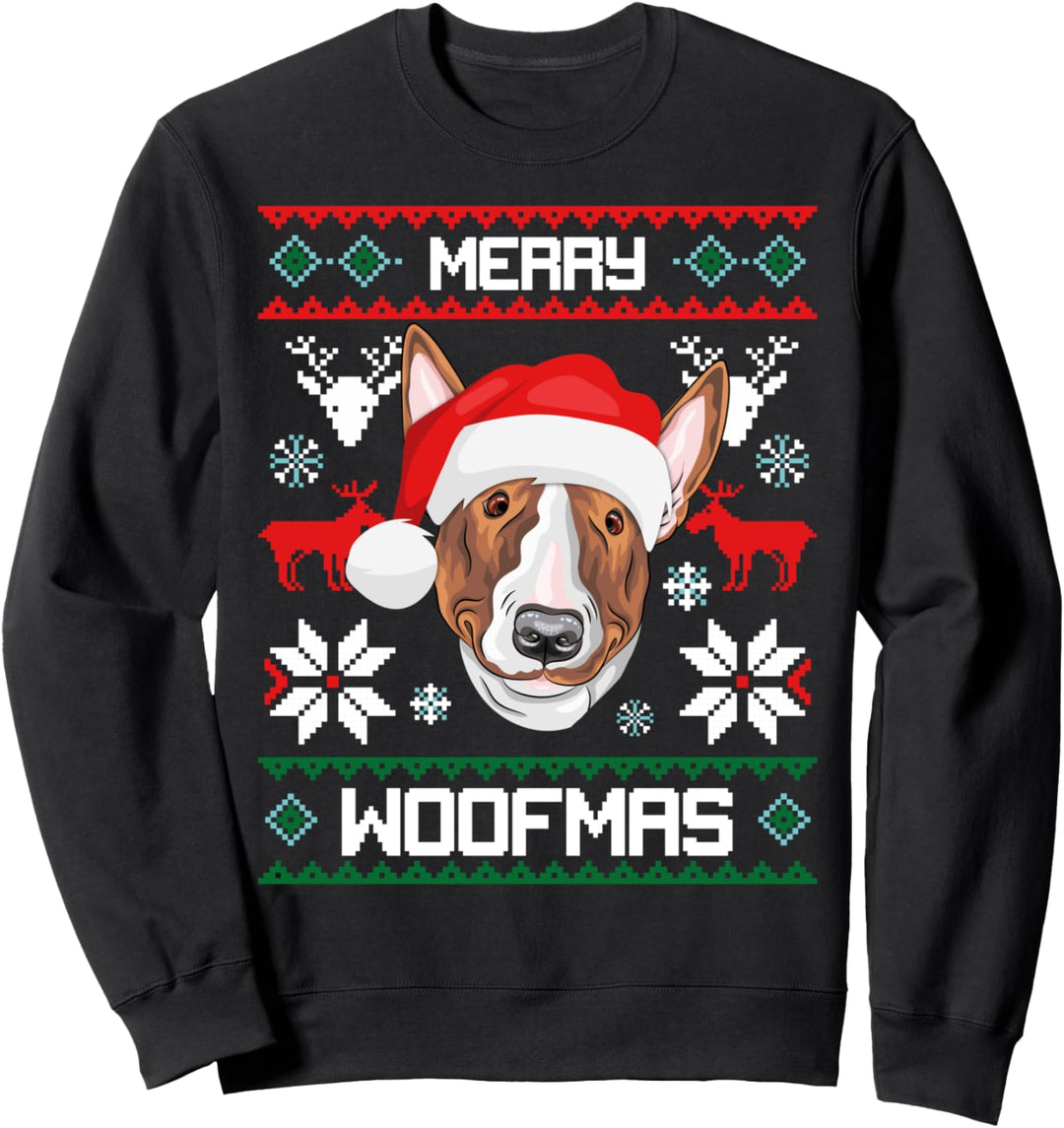 Bullterrier - Merry Woofmas Hund Weihnachten Bull Terrier Sweatshirt