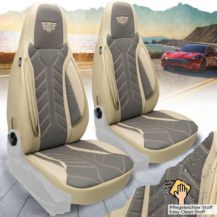 BREMER SITZBEZÜGE Mass Sitzbezüge Schonbezüge für Ford Fiesta MK 7 DPL509 DPL509 - Beige/Grau Fiesta
