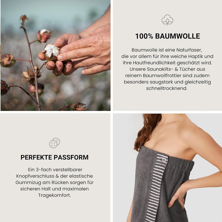 Schiesser Saunakilt Rom für Damen aus saugstarkem Baumwoll-Frottier (Grössen S - XXL), Made in Green