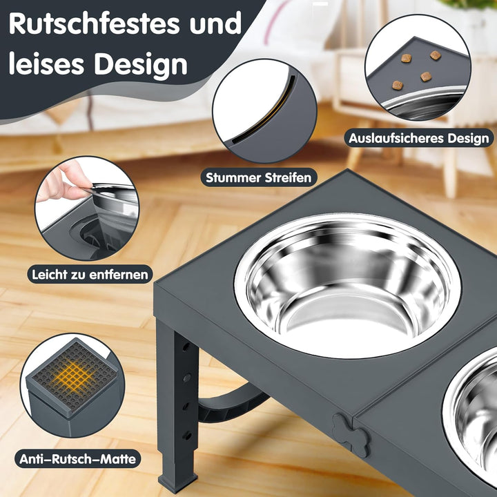 X XBEN Erhöhter Hundenapf, 5 Höhenverstellbar Futternapf für Kleine Mittlere Grosse Hunde, Futtersta