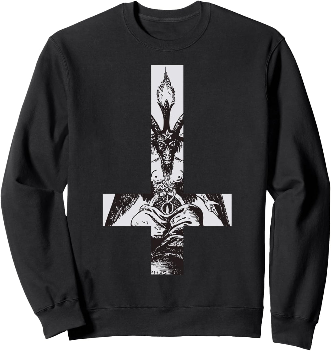 Baphomet Satan Okkult Schwarze Magie Umgedrehtes Kreuz Hail Sweatshirt