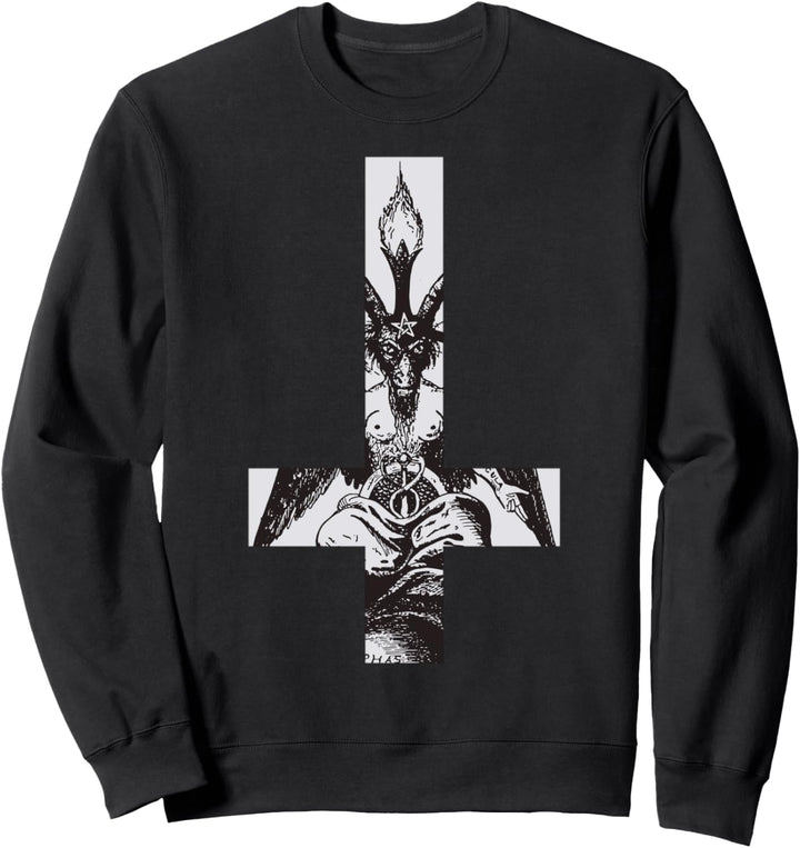 Baphomet Satan Okkult Schwarze Magie Umgedrehtes Kreuz Hail Sweatshirt