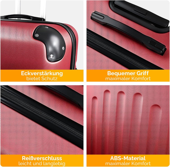 Bonnlo Kofferset 3 Teilig, Hartschale Koffer Set, Reisekoffer mit 4 Rollen, ABS-Trolley M-L-XL, mit