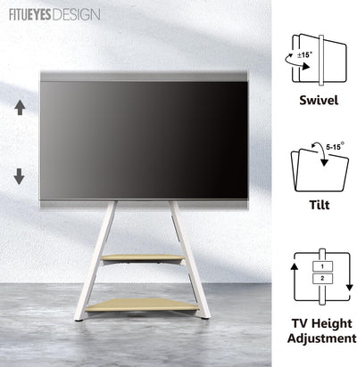 FITUEYES Design TV Ständer Rollbar, Mobiles TV Stand mit Rollen für 32 40 43 55 65 Zoll Flach & Curv