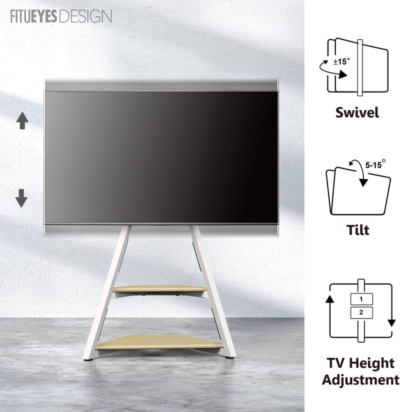 FITUEYES Design TV Ständer Rollbar, Mobiles TV Stand mit Rollen für 32 40 43 55 65 Zoll Flach & Curv