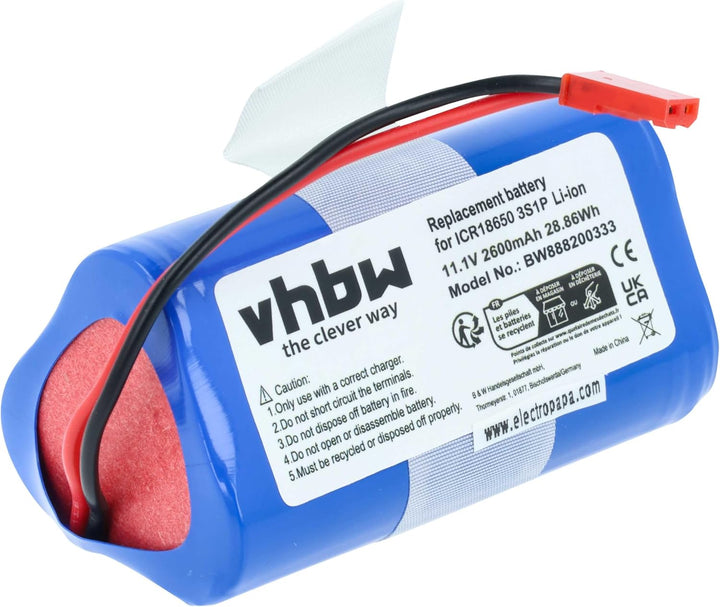 vhbw Akku kompatibel mit Medion MD 16192 Home Cleaner Heimroboter (2600mAh, 10,8V, Li-Ion)