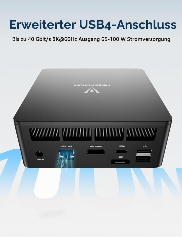MINIS FORUM UM760 Slim Mini PC, AMD Ryzen 5 7640HS Prozessor (6 Kerne/12 Threads, bis zu 5,0 GHz), A