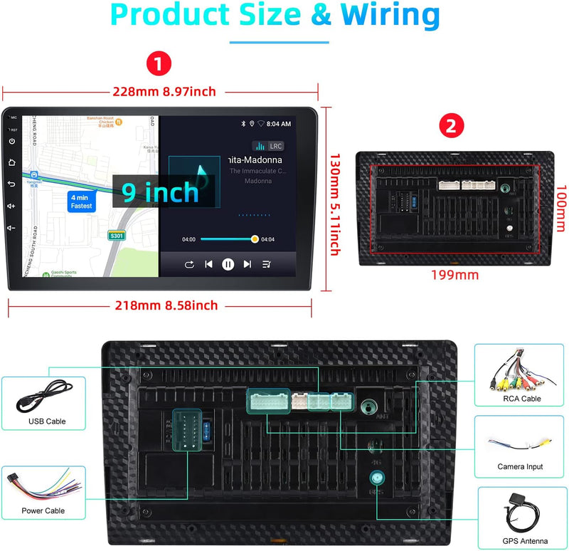 Podofo Autoradio 2 Din mit Wireless Apple Carplay & Android Auto, Android 13 2G+32G Doppel Din Auto