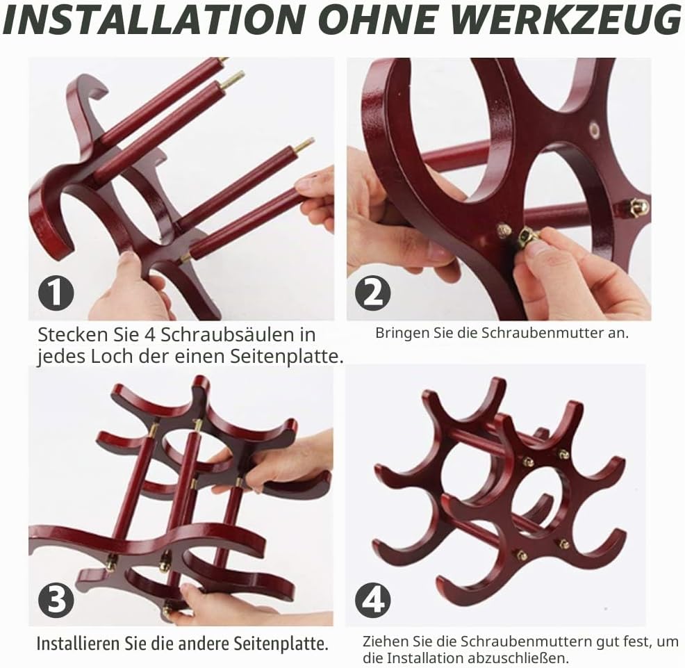 Gimars Weinregal aus Holz, Flaschenregal klein für 6 Flaschen Wein, Weinständer dunkel, Weinflaschen