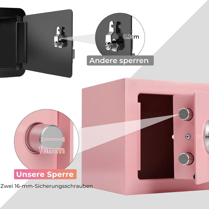 Safe Tresor mit 3 Schlüssel, 23x17x17cm Tresor für Zuhause, Kleine Möbeltresor für Bargeld, Schmuck