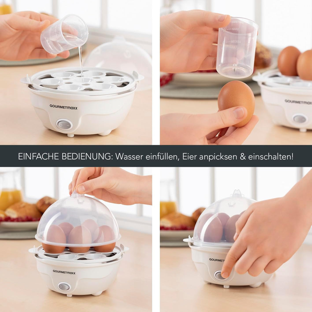 GOURMETmaxx Eierkocher für bis zu 7 Eier | Elektrischer und energiesparender Egg Cooker für individe