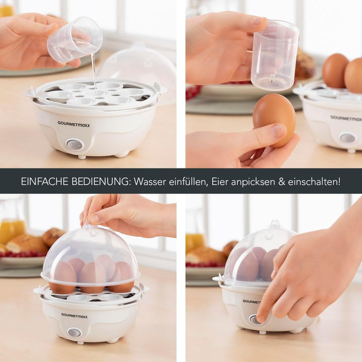 GOURMETmaxx Eierkocher für bis zu 7 Eier | Elektrischer und energiesparender Egg Cooker für individe