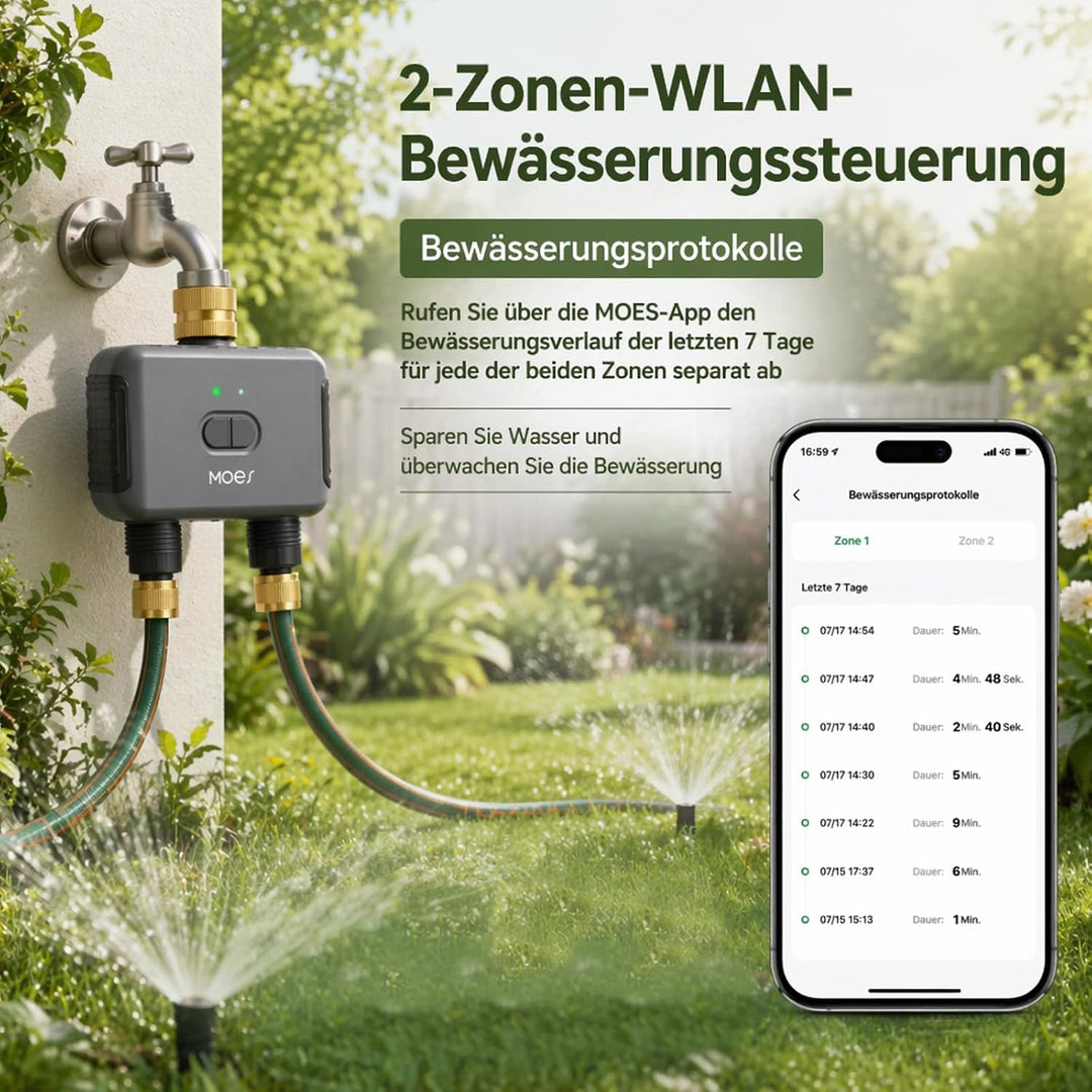 Bewässerungscomputer WLAN 2 Ausgänge für Gartenbewässerung,Messing-Einlass