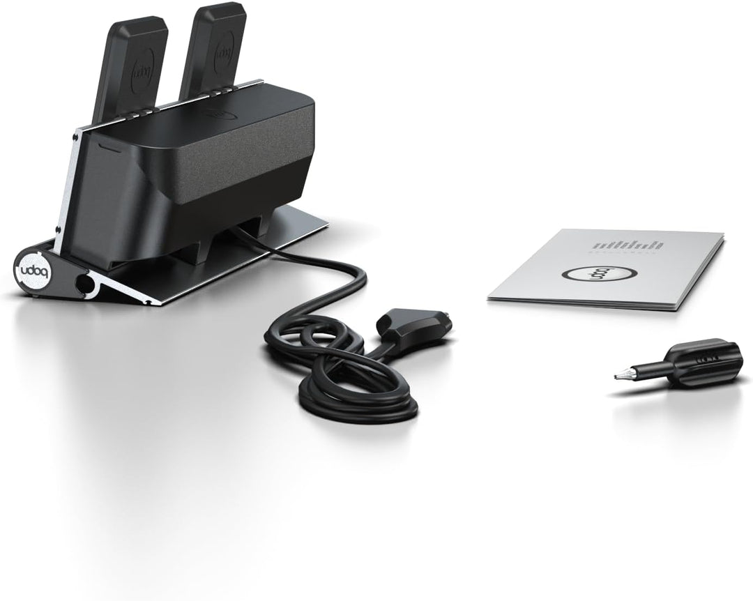 udoq 250 Ladestation für iPhone und AirPods, hochwertiges Design 4mm Aluminium, Lightning Kabel, Sil