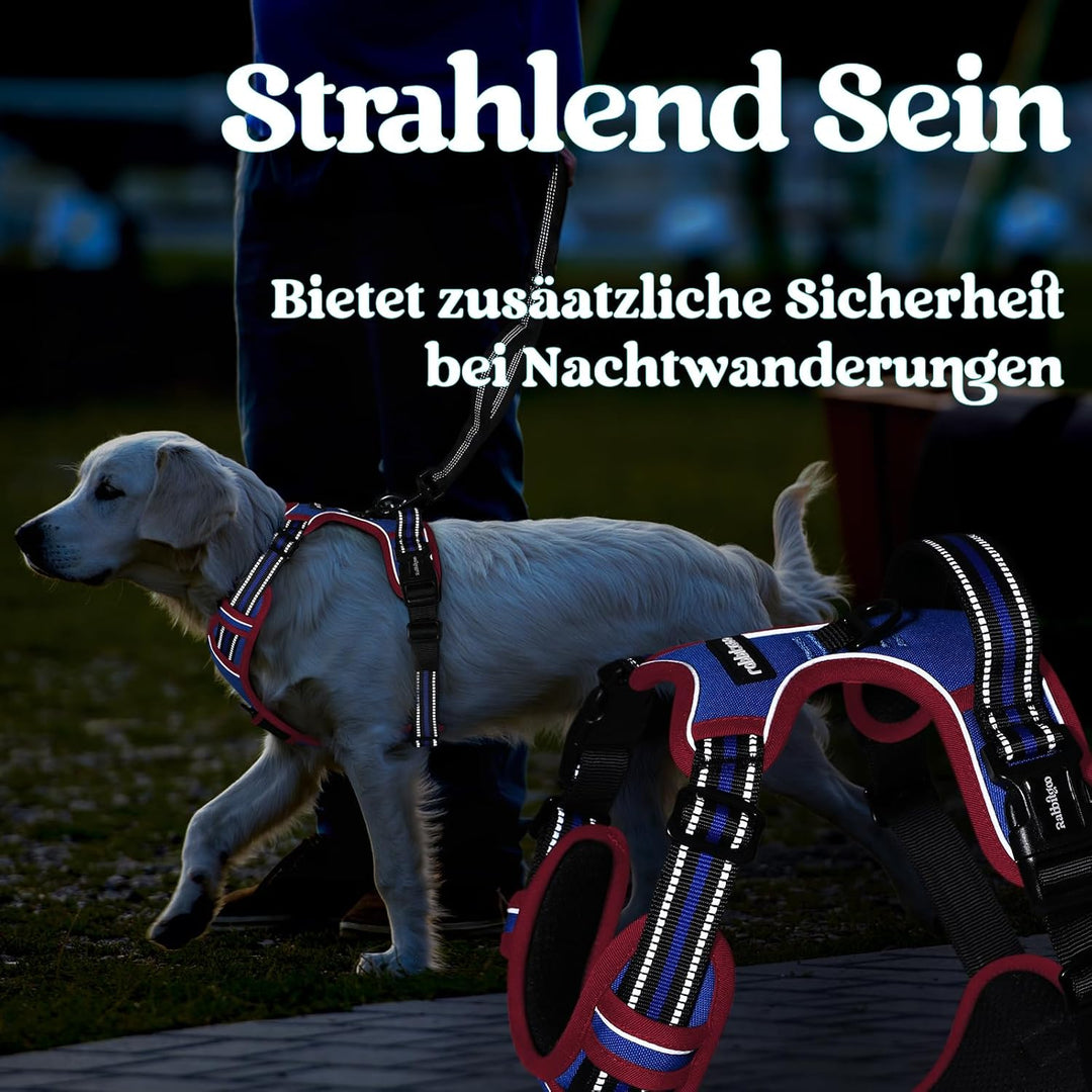 rabbitgoo Hundegeschirr Grosse Hunde, Verstellbare Geschirr Hund ohne Zug &amp; Würgen, Anti Zug hundege