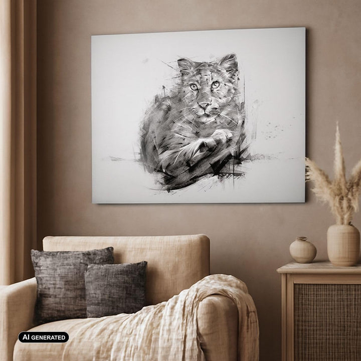 Bilder auf Leinwand 100x70cm Leinwandbild mit Rahmen Tier Abstraktion Gross Wanddeko Bild Schlafzimm