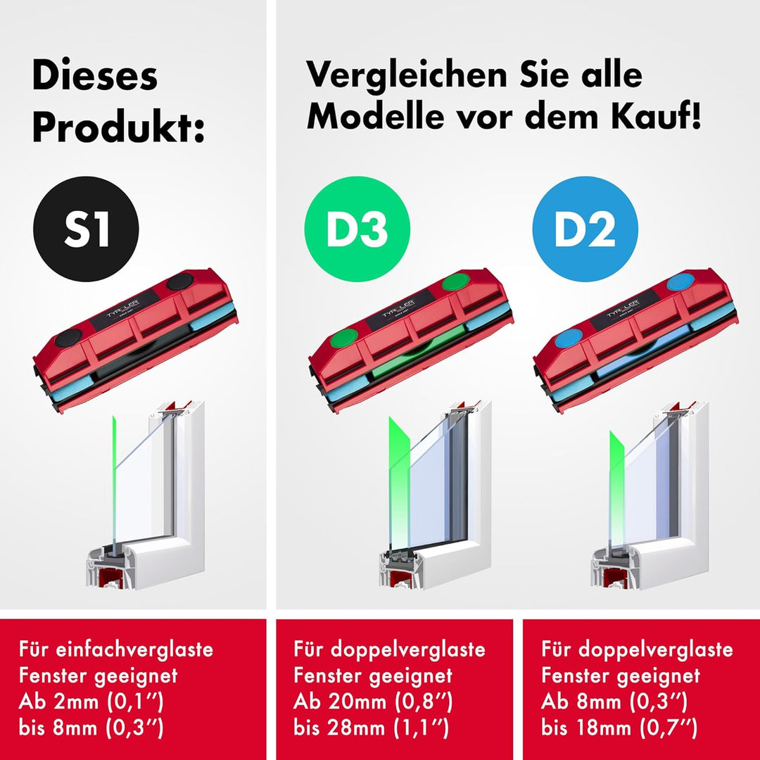 Tyroler Bright Tools Fensterreiniger Glider S-1 Magnetischer Fensterreiniger für einfach verglaste F