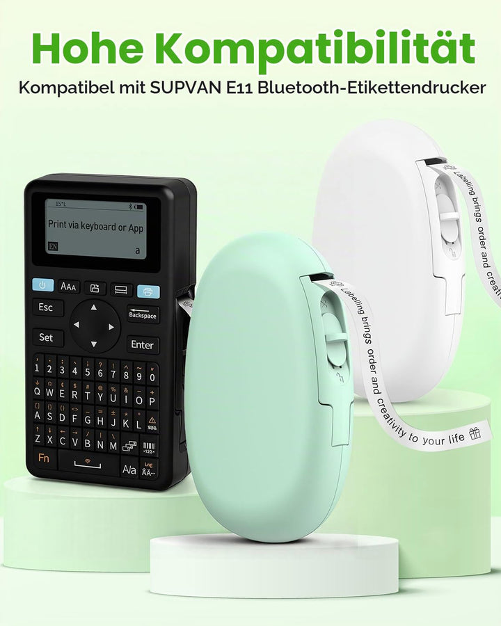 3 Rollen kompatibel mit SUPVAN E10 &amp; E11 Label Maker Tape, transparent, 3