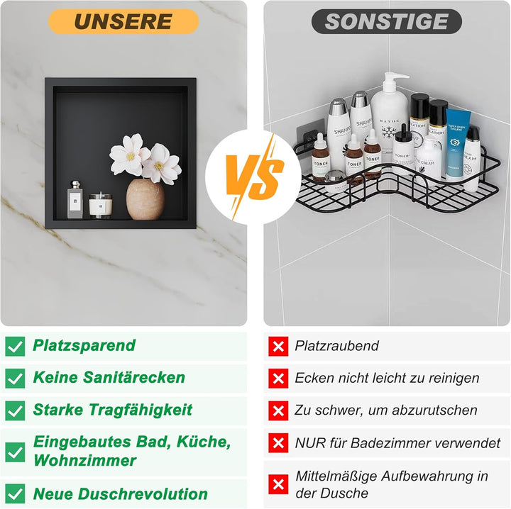 SONNI Wandnische Dusche Edelstahl, eingebettete Duschnische, Einzelregal Lagerung für Badezimmer, Wa