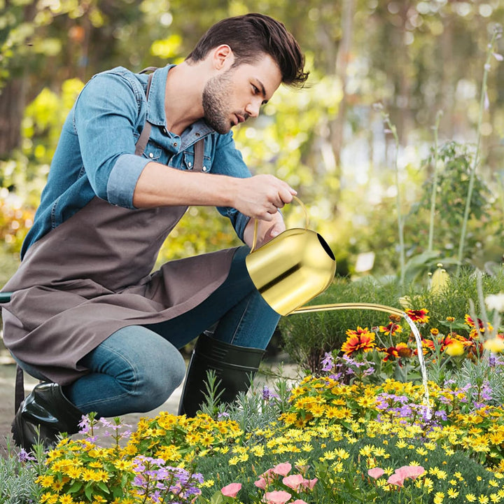 Yardwe Edelstahl Giesskanne 1000ml Giesskanne Blumengiesskanne Topf Garten Pflanzen Lange Tüllen Gie