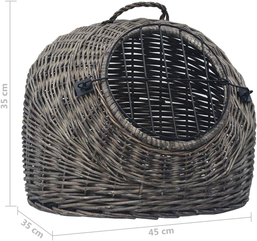 INLIFE Katzen-Transportkorb Grau 45x35x35 cm Natürliche Weide,1.85kg,170904
