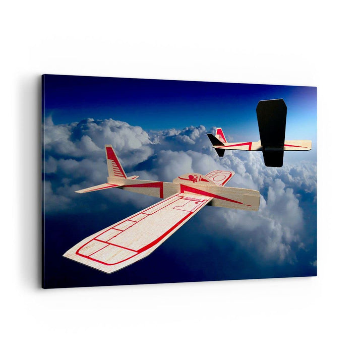 Bilder auf Leinwand 100x70cm Leinwandbild Segelflugzeuge fliegen hoch Modell Gross Wanddeko Bild Sch