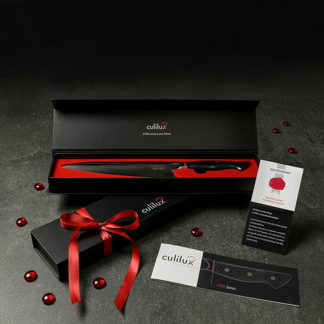 culilux® Kobe N63 Kochmesser 24 cm extrem scharfes Profi Küchenmesser aus schwedischem 14C28N Edelst