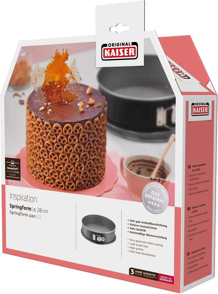 Original Kaiser Inspiration Springform 28 cm rund, Flachboden, Backform rund, Kuchenform antihaftbes