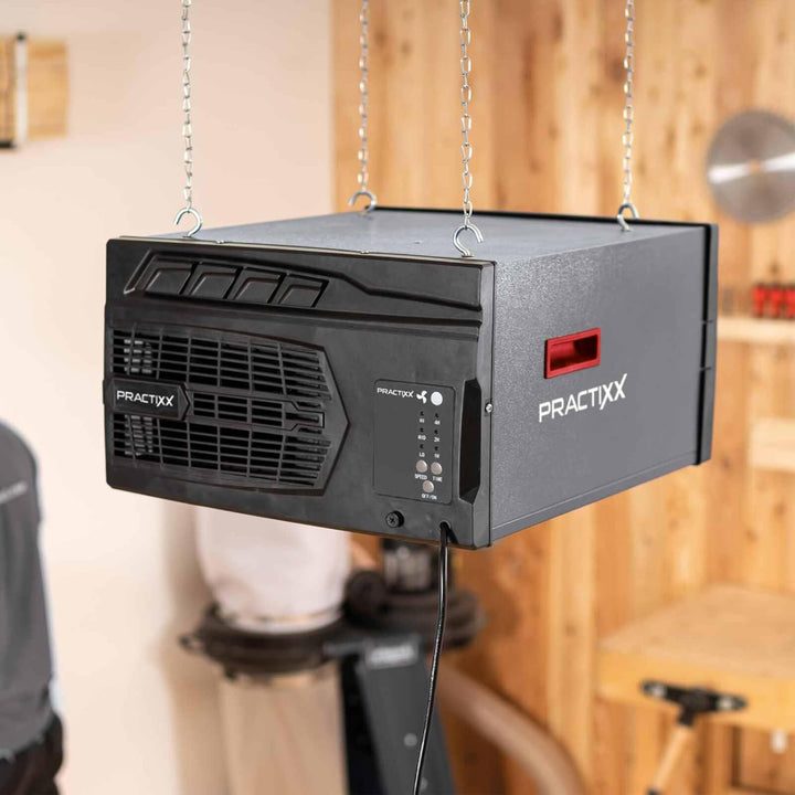 Practixx Luftreiniger PX-LR-400 | 740 m³/h Luftfilterleistung | für Werkstätten bis 400m² | 3 Stufen