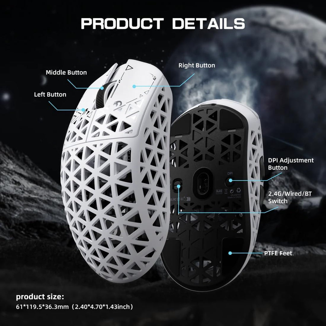 MAMBASNAKE M5 Ultra Carbon Fiber 8000Hz Wireless Gaming Mouse, 39g Superlight, 42000DPI, PAW3950MAX