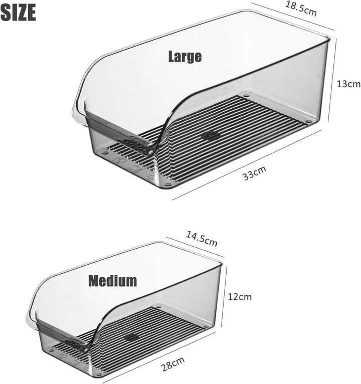 2PCS Mittel Kühlschrank Organizer - Lebensmittelqualität Crisper, BPA frei Clear Organizer für Küche