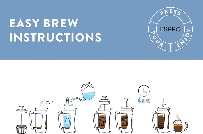 Espro French Press, Kaffee Stempelkanne aus Glas, Coffee-Maker, Kupfer, 950ml 32 Ounce Kupfer Standa
