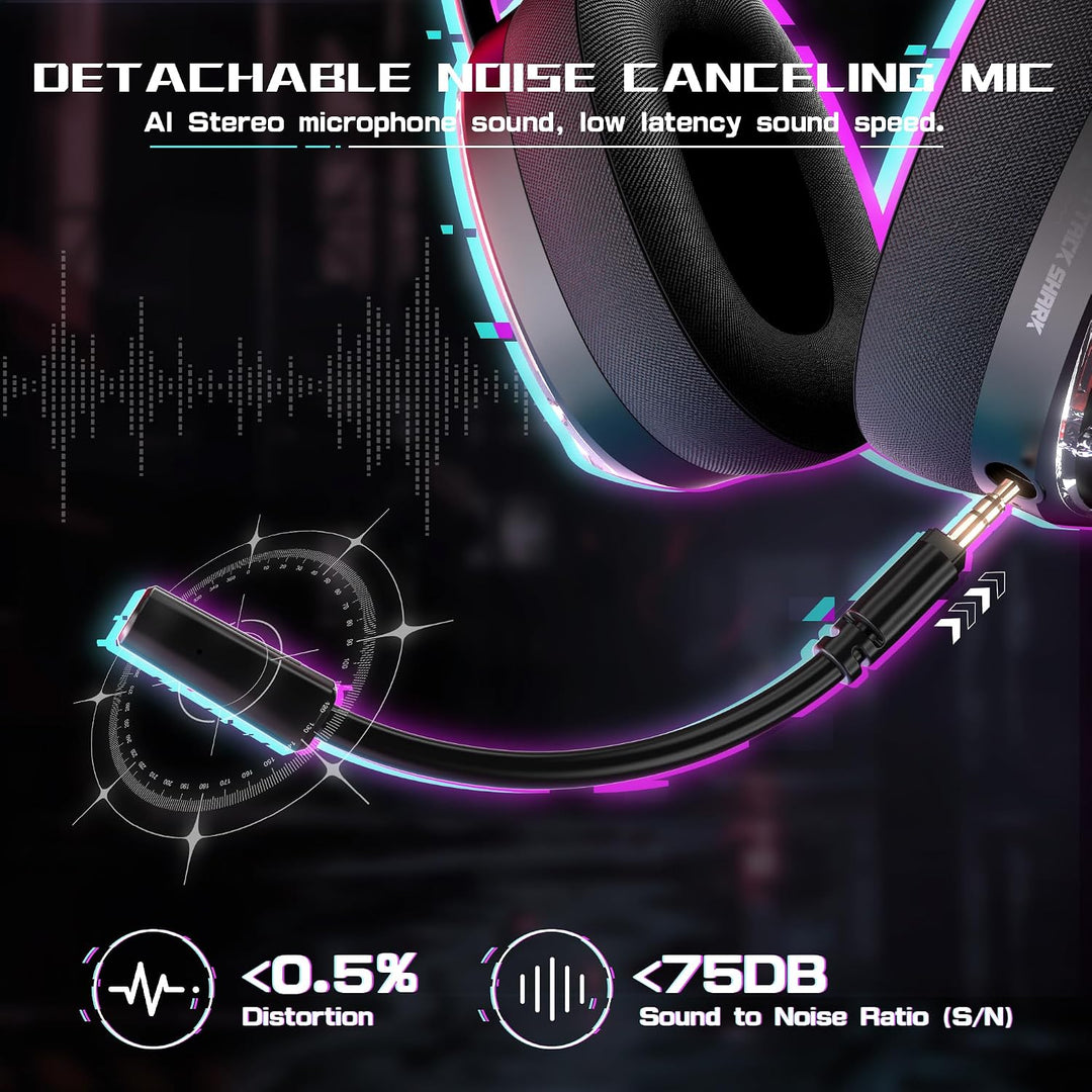 ATTACK SHARK L60 Kabelloses Gaming-Headset, 2,4G/BT/3,5mm-Kabel-Schwarz, Schwarz
