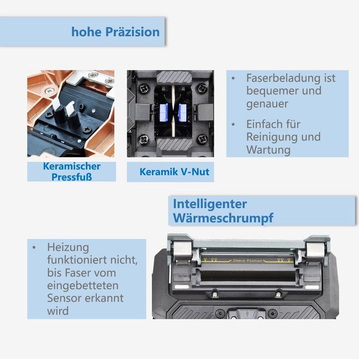 QIIRUN Glasfaser Spleissgerät Fusion Splicer, LWL Spleissgerät mit 4,3-Zoll-Touchscreen, Glasfaser-S