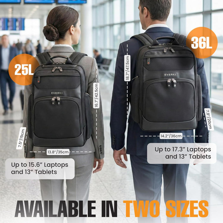 Everki Onyx Business Laptop‑Rucksack | 15,6″ Laptopfach, 25L, ideal für Arbeit & Reise – Schwarz 15.