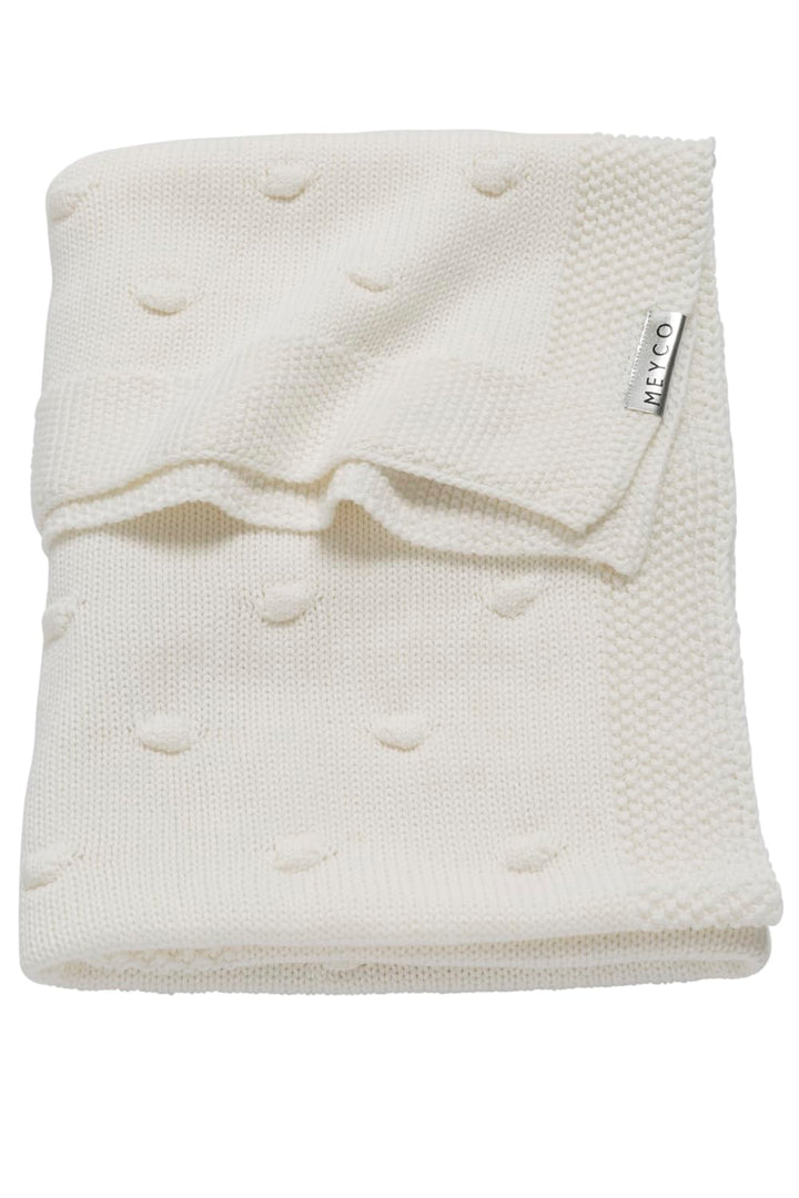 Meyco 2753050 Babydecke gestrickt mit Knoten 100x150 cm, Off White/Weiss