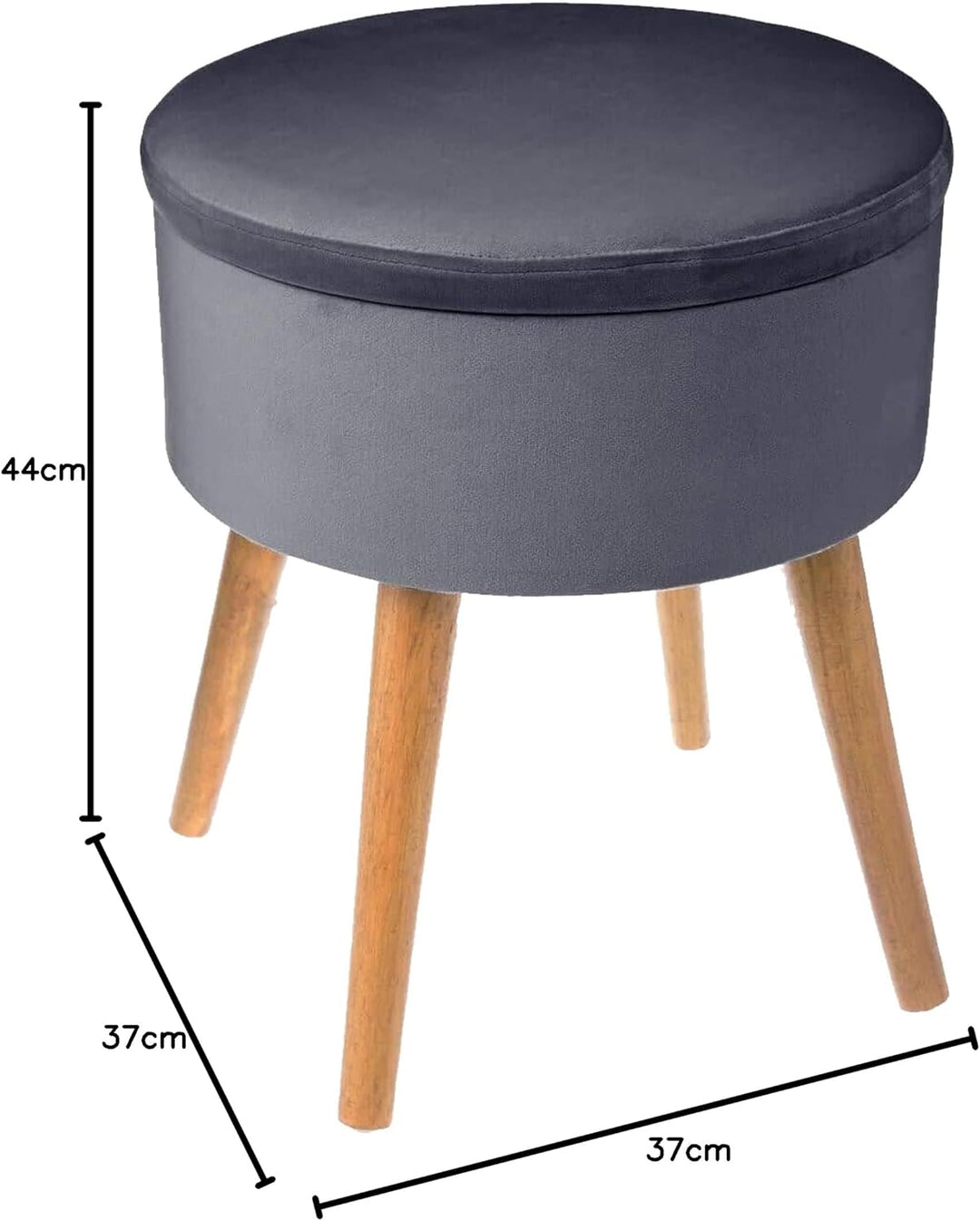 Truhenhocker Tess grau aus Samt - Dunkelgrau - Atmosphera créateur d'intérieur D. 36 x H. 44 cm Einf
