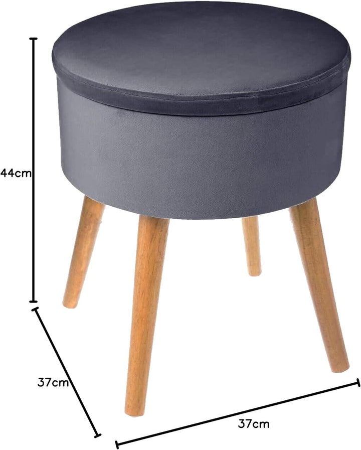 Truhenhocker Tess grau aus Samt - Dunkelgrau - Atmosphera créateur d'intérieur D. 36 x H. 44 cm Einf