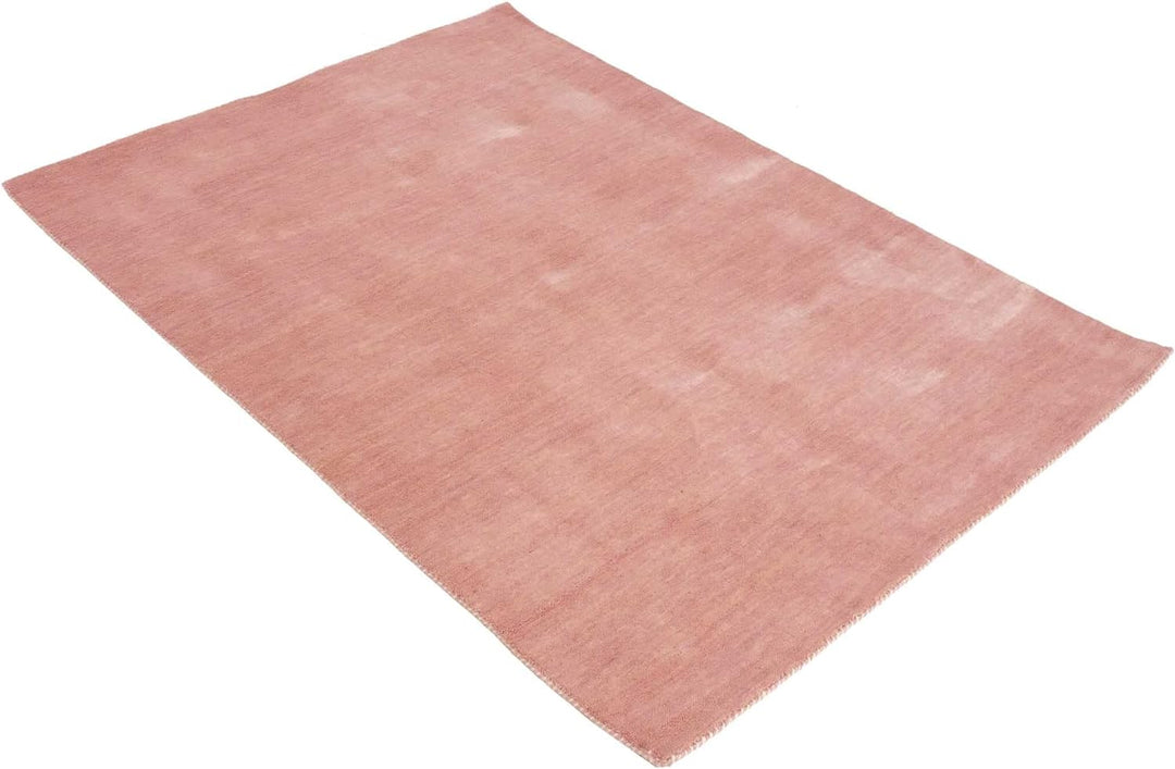 RUG PRINCE Wollteppich Gabbeh Uni 40x60 Handgewebt Rosa Einfarbig Handarbeit Zimmer Rosa 40x60 cm, R