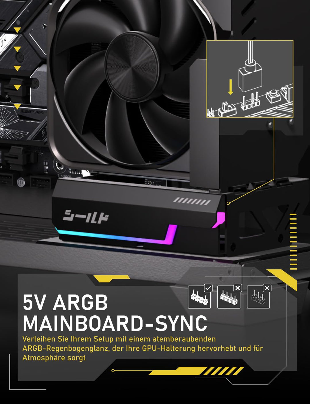 EZDIY-FAB Shield ARGB Aufrechte GPU-Halterung mit PCIe 5.0 Riser–Vertikalhalterung für RTX 50 Serie,