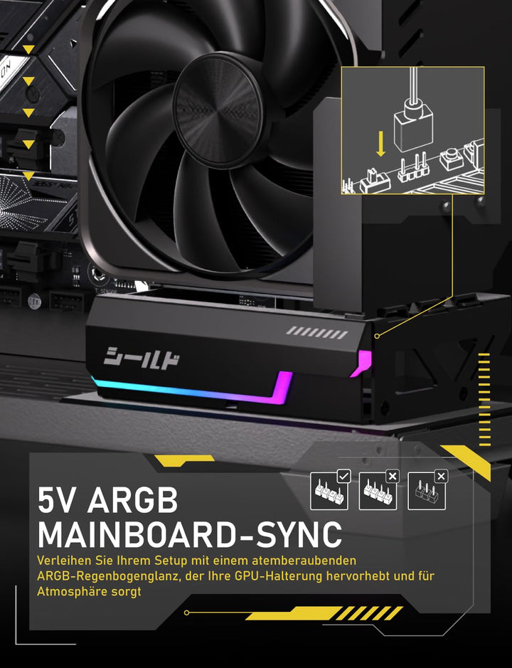 EZDIY-FAB Shield ARGB Aufrechte GPU-Halterung mit PCIe 5.0 Riser–Vertikalhalterung für RTX 50 Serie,