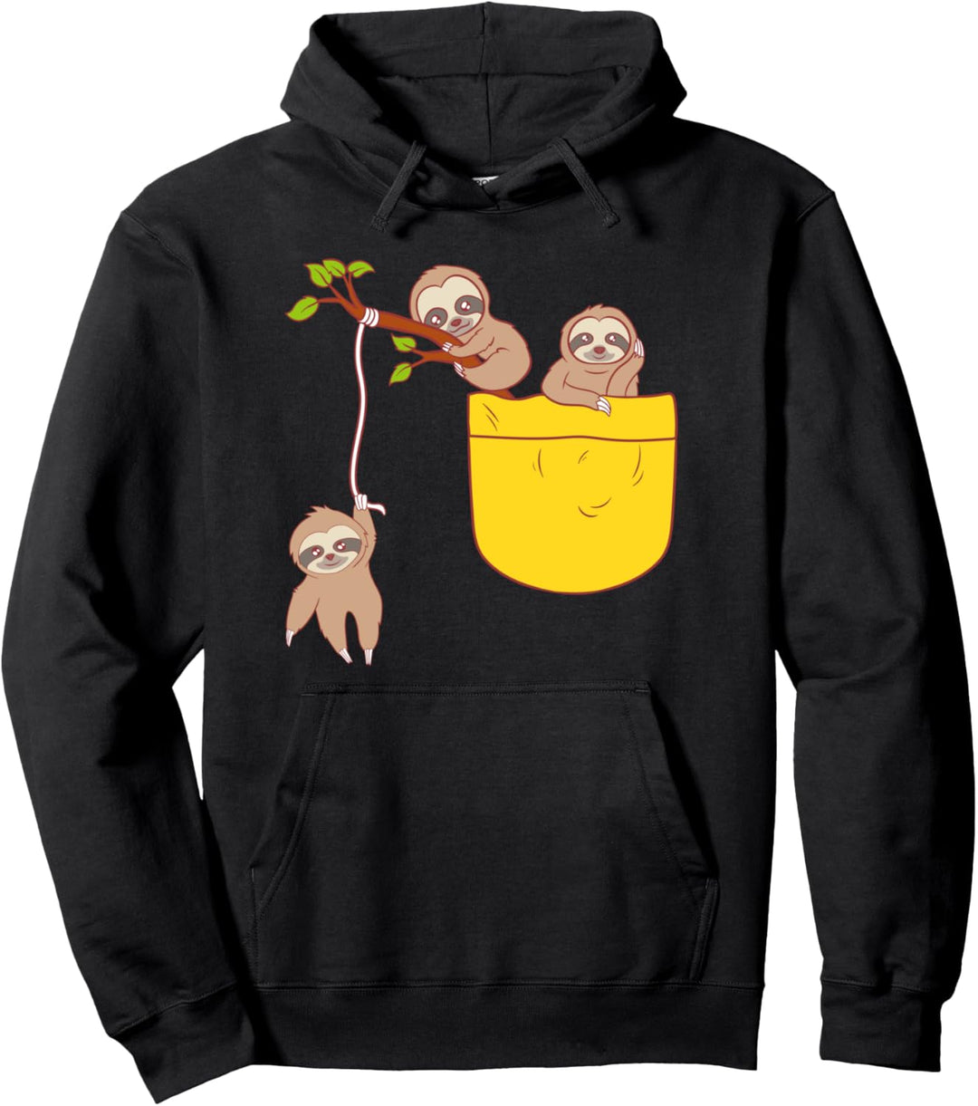 Lustige Faultiere in Brusttasche Faulenzer Sloth Faultiere Pullover Hoodie