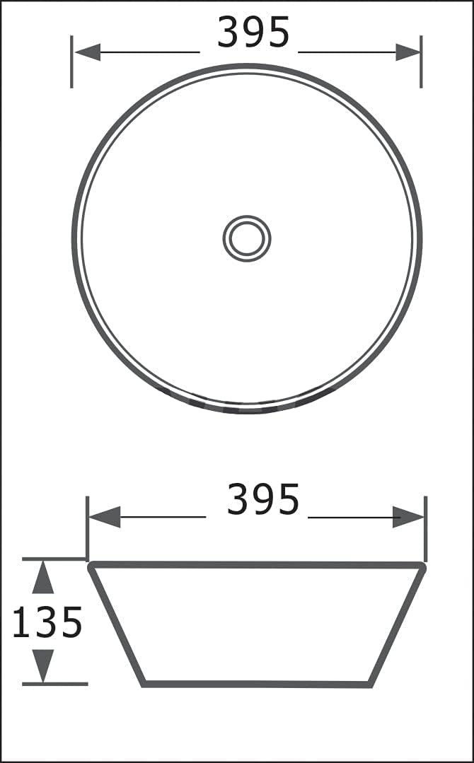 VBChome Waschbecken 40 cm Keramik Schwarz halbmatt Rund Oval Waschtisch Handwaschbecken Aufsatzwasch