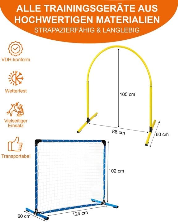 Hoopers Anfänger‑Set – 4 Hoops & Gate – VDH‑konform, UV‑beständig & flexibel – Blaue Hoops mit bunte