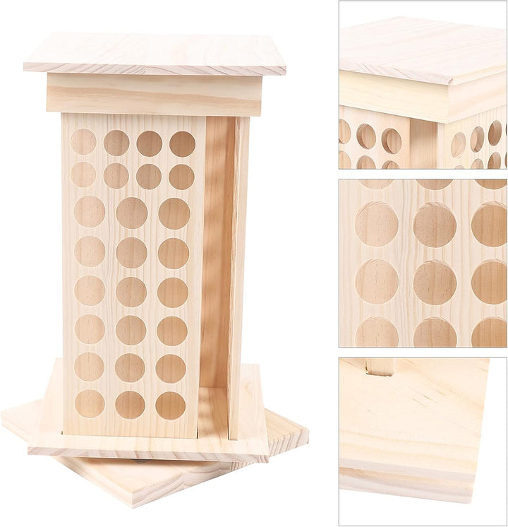 Drehbarer Ätherisches Öl Display Ständer, Aufbewahrungsbox aus Holz mit 104 Löcher 4 Seiten, Nagella